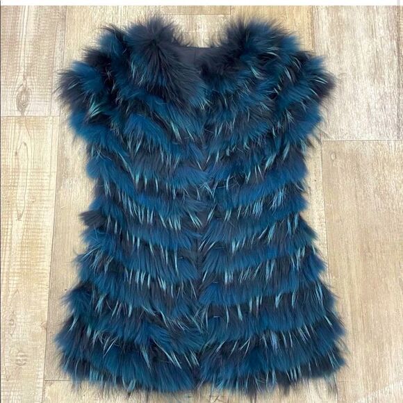 ONE OF A KIND Blue Shaggy Glam Multicolor Designer Vest - Picture 1 of 14